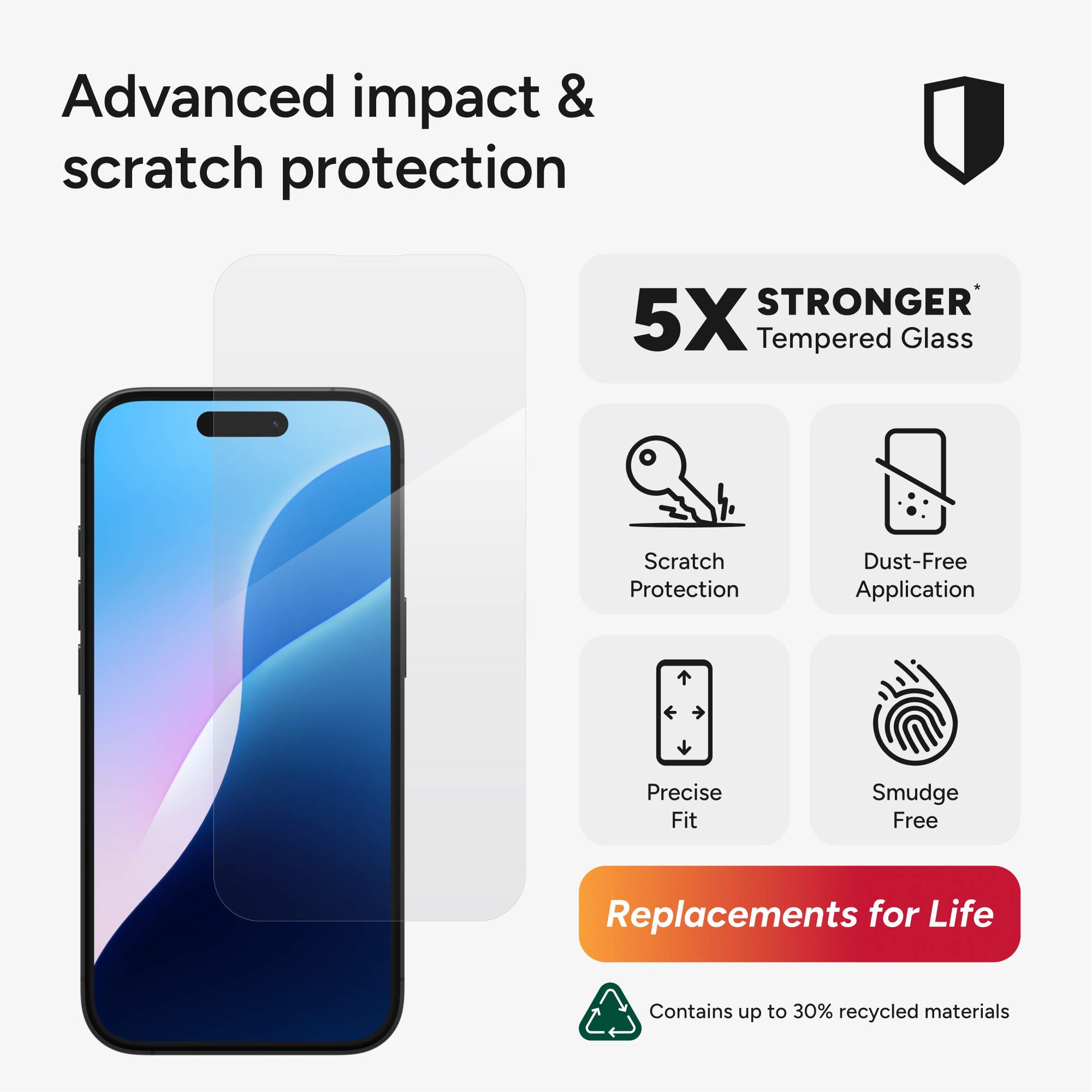 Glass Elite Screen Protector For iPhone 16, iPhone 15