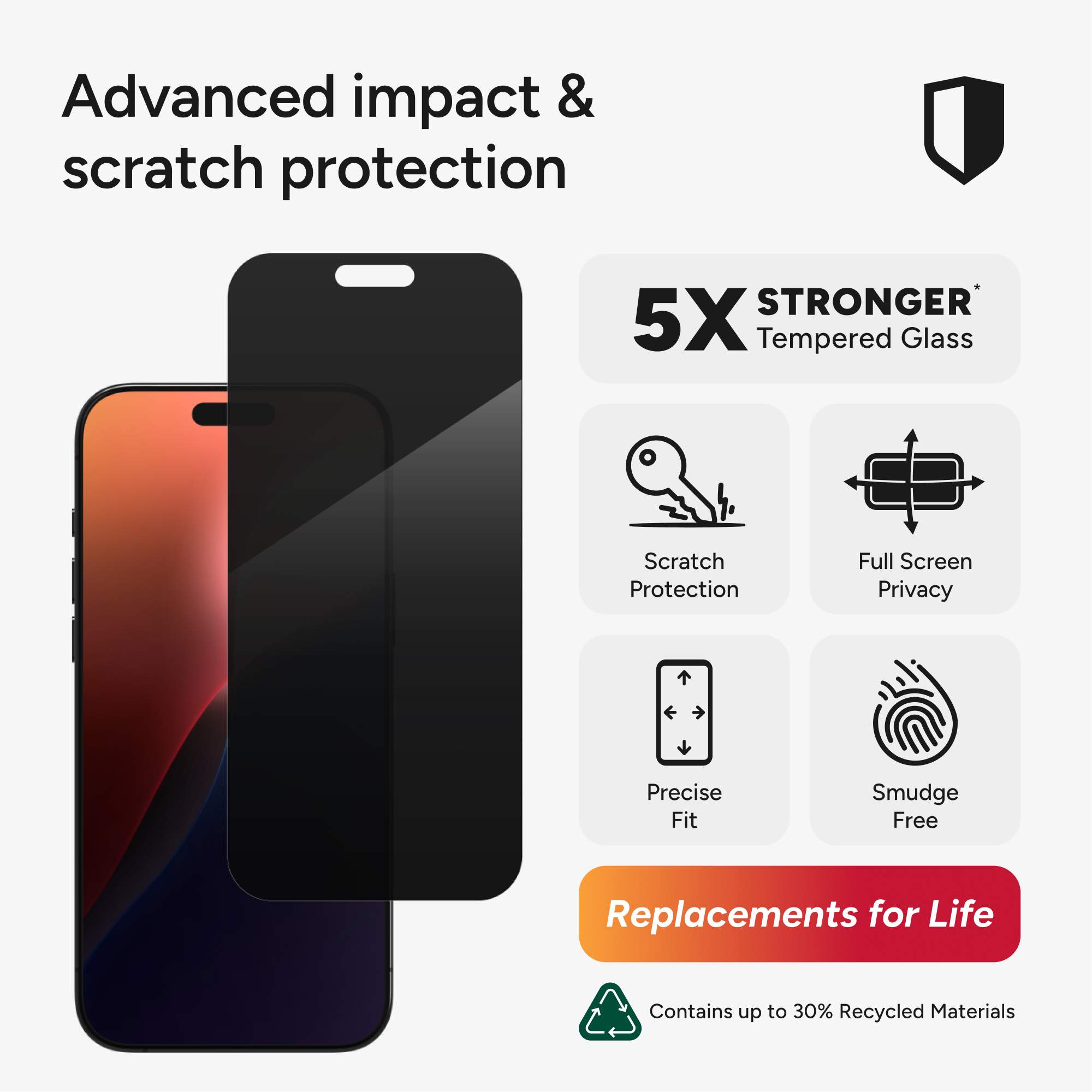 Glass Elite 4-Way Privacy Screen Protector For iPhone 16 Pro Max