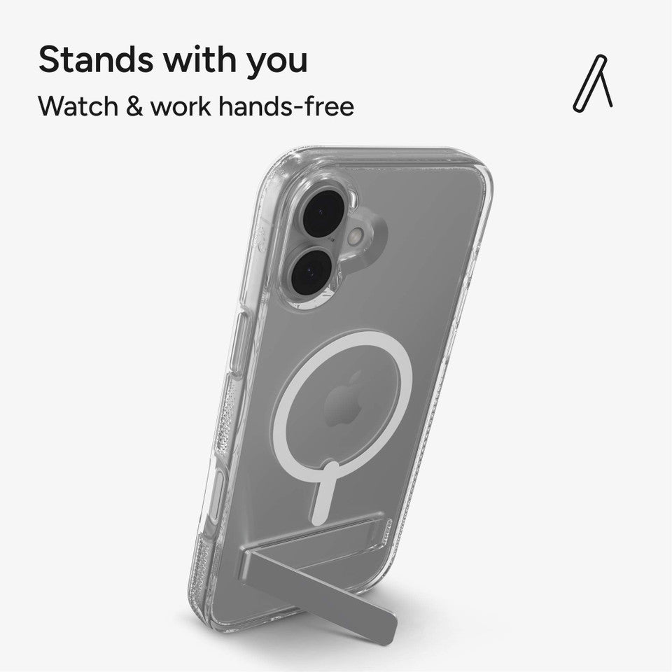 ZAGG Crystal Palace Snap for MagSafe Cell Phone Case with Stand For iPhone 16 Plus